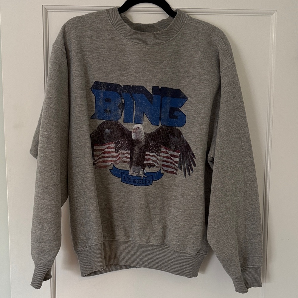 Anine Bing Gray Sweatshirt with Eagle Graphic